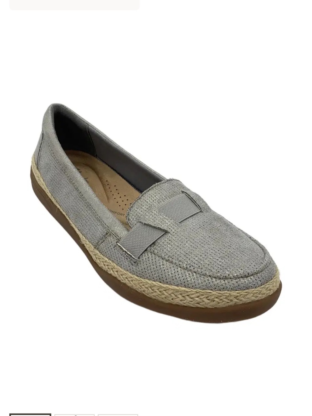 Clarks Collection Elai Pewter Metallic Loafers Women’s 9M Comfort Slip On Flats